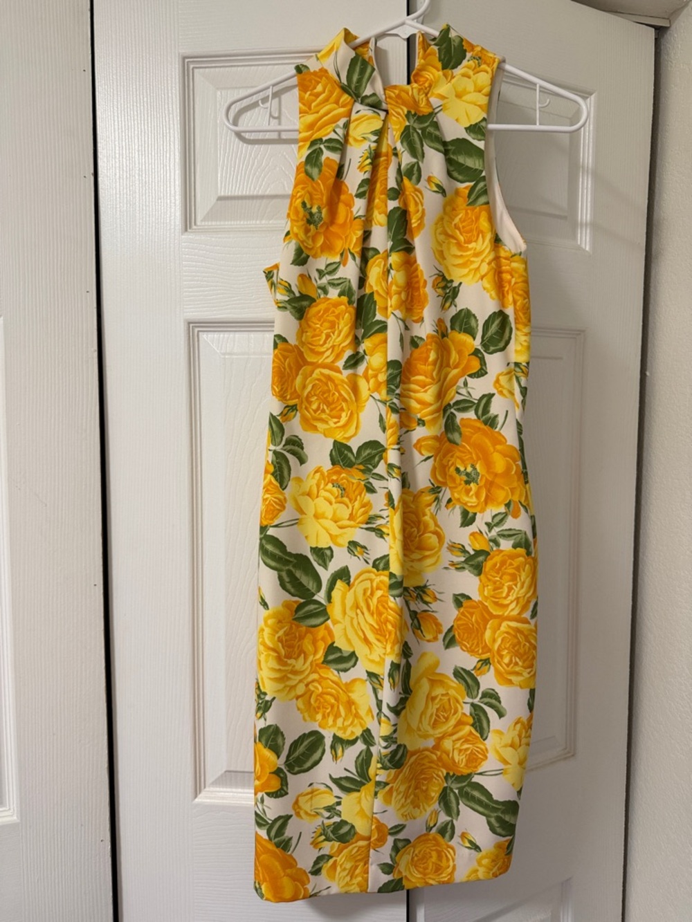 Black Halo Yellow Floral Sleeveless Shift Dress SZ 2